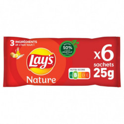 LOT DE 5 - LAY'S - Chips Nature - pack de 6 sachets de 25 g