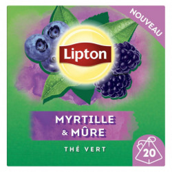 LOT DE 2 - LIPTON  - Thé vert Myrtille et Mure - boite de 20 sachets