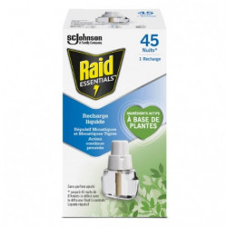 LOT DE 2 - RAID - Essentials Anti-Moustique Recharge Électrique Liquide 45 nuits À Base De Plantes - recharge de 32 ml