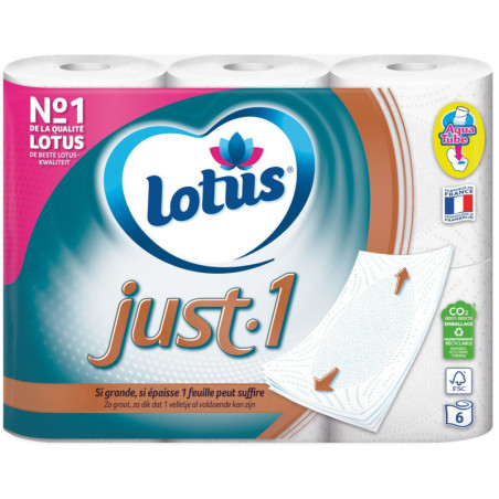 LOT DE 4 - LOTUS - Just.1 - Papier toilette 5 épaisseurs Blanc - paquet de 6 rouleaux