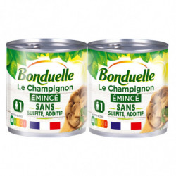 BONDUELLE - Champignons émincés sans sulfite et sans additif - pack de 2 boîtes de 115 g