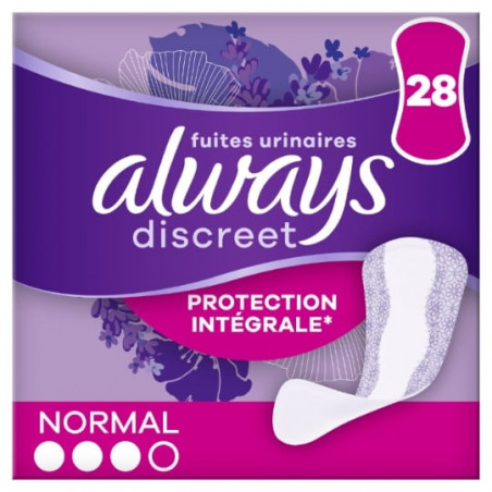 ALWAYS - Discreet Normal Protège-Slips Fuites uinaires- paquet de 28 Protège-Slips