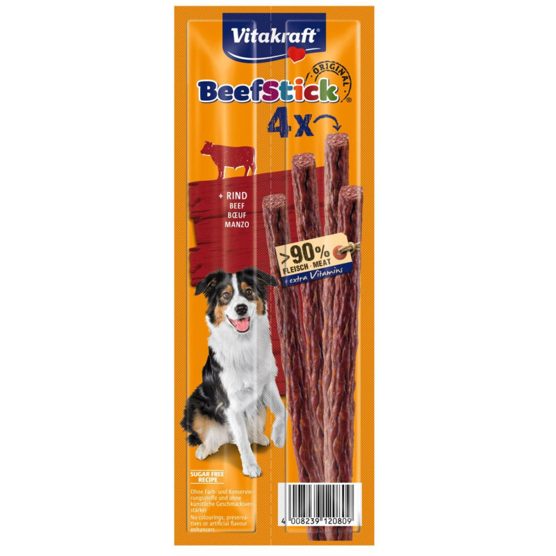 LOT DE 5 - VITAKRAFT - BeefSticks Bâtonnet pour chien de buf - sachet de 48 g