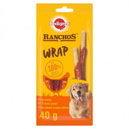 LOT DE 4 - PEDIGREE - Ranchos Wrap Récompenses pour chien au poulet - boite de 40 g