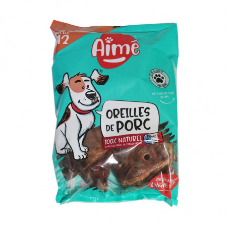 AIME - oreilles de porc Récompense pour chien - sachet de 12 pièces