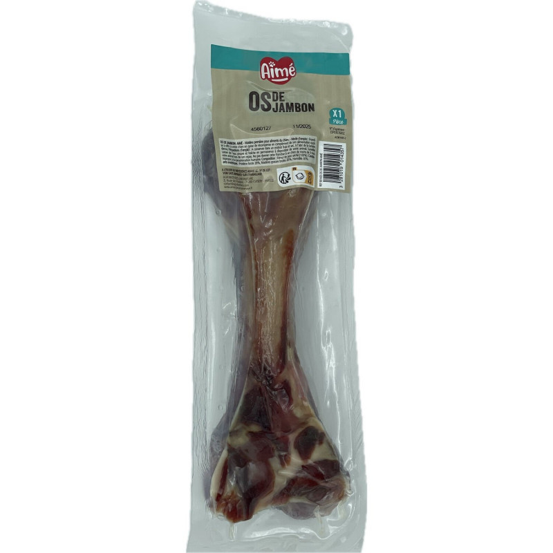 LOT DE 6 - AIME - Os à mâcher pour chien de jambon - sachet de 1 os