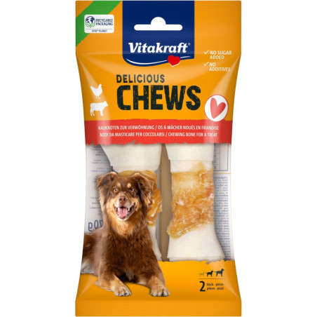 LOT DE 3 - VITAKRAFT - Os noués poulet pour chien Medium et Maxi Delicious Chews - sachet de 2 os