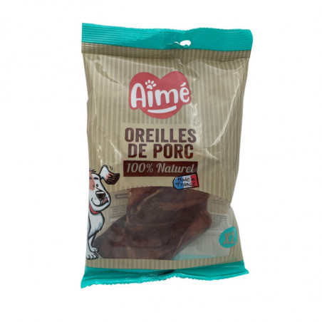 LOT DE 5 - AIME - oreilles de porc Récompense pour chien - sachet de 2 pièces