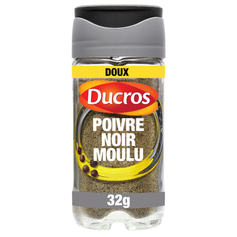 DUCROS - Poivre Noir Moulu Brésil Doux avec Opercule Fraîcheur - pot de 32 g