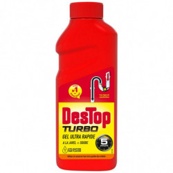 LOT DE 5 - DESTOP - Turbo - Rouge - Gel Déboucheur 5 minutes - flacon de 500 ml