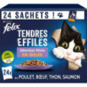 LOT DE 2 - FELIX - Tendres Effilés Sélection Mixte en Gelée Pâtée pour chat - Boite de 24 sachets de 85 g