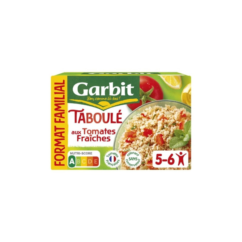 LOT DE 4 - GARBIT - Taboulé Aux Dés De Tomates Fraiches Citron Et Huile D'Olive - boîte de 730 g