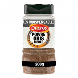 LOT DE 2 - DUCROS - Poivre Gris Moulu - flacon de 200 g
