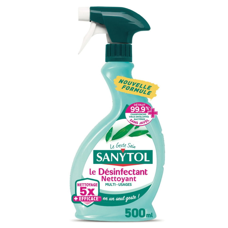 LOT DE 3 - SANYTOL - Désinfectant multi-usage eucalyptus - le pistolet 500 ml