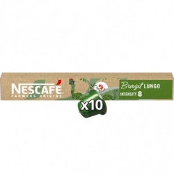 LOT DE 3 - NESCAFE - Farmers Origins Brazil Lungo intensité 8 Capsules de café compatible Nespresso - boite de 10 capsules