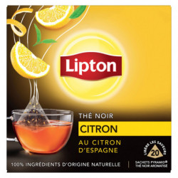 LOT DE 2 - LIPTON - Thé noir aux zestes Citron Espagne - boite de 20 sachets