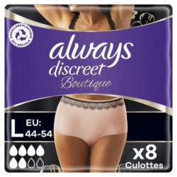 LOT DE 5 - ALWAYS - Discreet Culottes Crèmes Plus Taille L  Fuites Urinaires - 8 Culottes