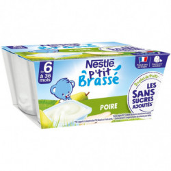 LOT DE 5 - NESTLE - P'tit Brassé Poire Dessert bébé dés 6 mois - paquet de 4 pots de 90 g