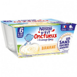 LOT DE 3 - NESTLE - P'tit Onctueux au fromage blanc Banane Dessert bébé dés 6 mois - paquet de 4 pots de 100 g