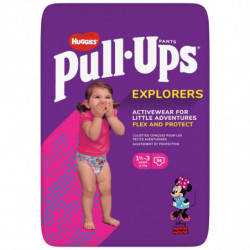 HUGGIES - PULL UPS Explorers Culottes Bébé Fille 12 à 17 kg de 1 à 3 ans - paquet de 34 culottes