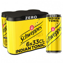 SCHWEPPES - Zéro Indian Tonic Boite Slim - pack de 6 canettes de 33 cl