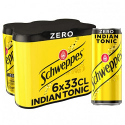 LOT DE 6 - SCHWEPPES - Zéro Indian Tonic Boite Slim - pack de 6 canettes de 33 cl