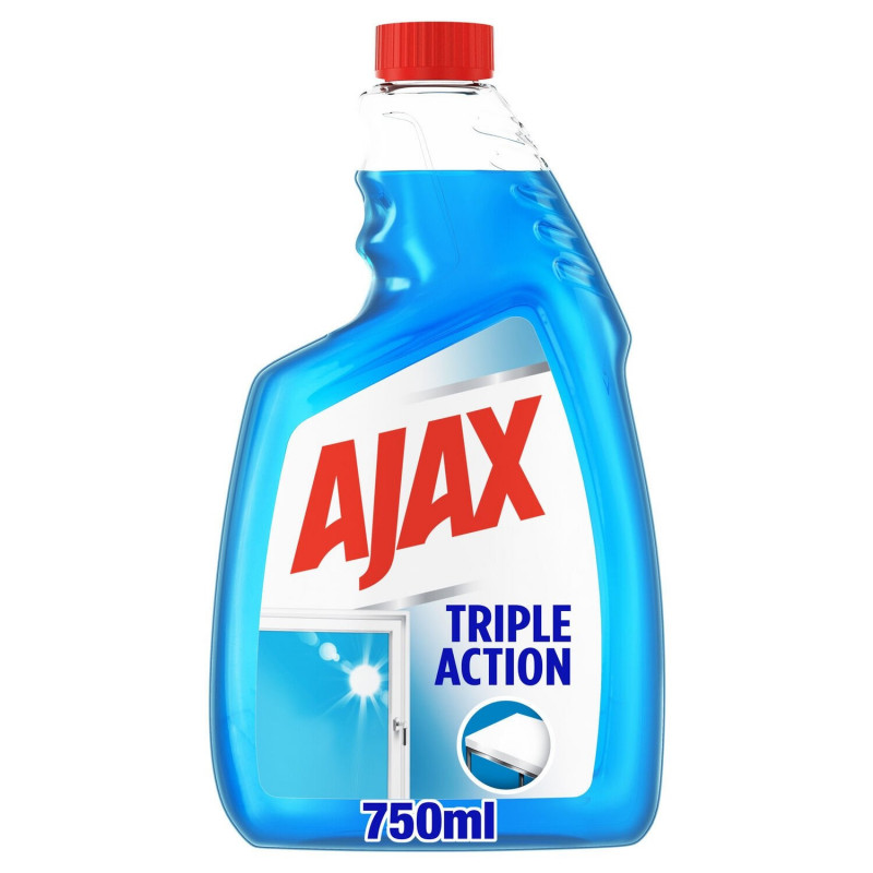 LOT DE 6 - AJAX - Recharge Nettoyant Ménager Vitres Triple Action - recharge de 750 ml