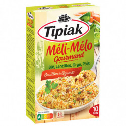 TIPIAK - Méli-Mélo Gourmand Bouillon de légumes Blé et légumes secs - boite de 2 sachets de 165 g - 330 g