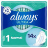 LOT DE 5 - ALWAYS - Ultra Normal Avec Ailettes Taille 1 - paquet de 14 serviettes hygiéniques