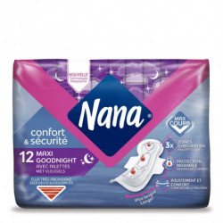LOT DE 4 - NANA - Maxi Goodnight - 12 serviettes hygiéniques