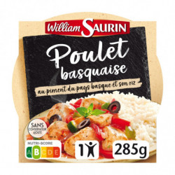 WILLIAM SAURIN - Poulet Basquaise Riz Plat cuisiné - assiette de 285 g