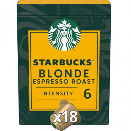 STARBUCKS - Blonde Espresso Roast Intensité 6 Café capsules Compatible Nespresso - boite de 18 capsules