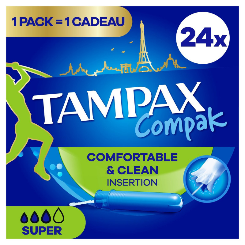 LOT DE 2 - TAMPAX - Tampons Compak Super Avec Applicateur - boite de 24 tampons