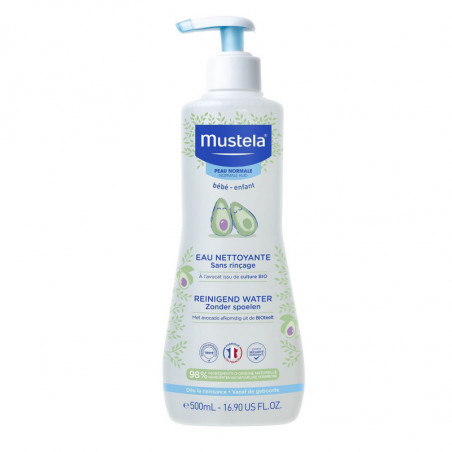 LOT DE 4 - MUSTELA - Eau nettoyante sans rinçage à l'avocat bio - flacon de 500 ml