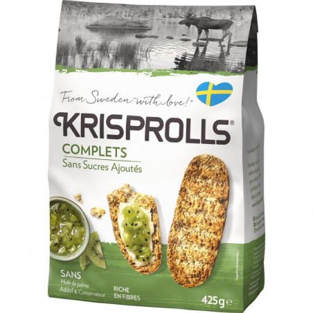 LOT DE 4 - KRISPROLLS - Pain Complets Sans Sucres Ajoutés - paquet de 425 g