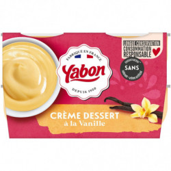 LOT DE 4 - YABON - Crème dessert à la vanille - paquet de 4 pots de 120 g