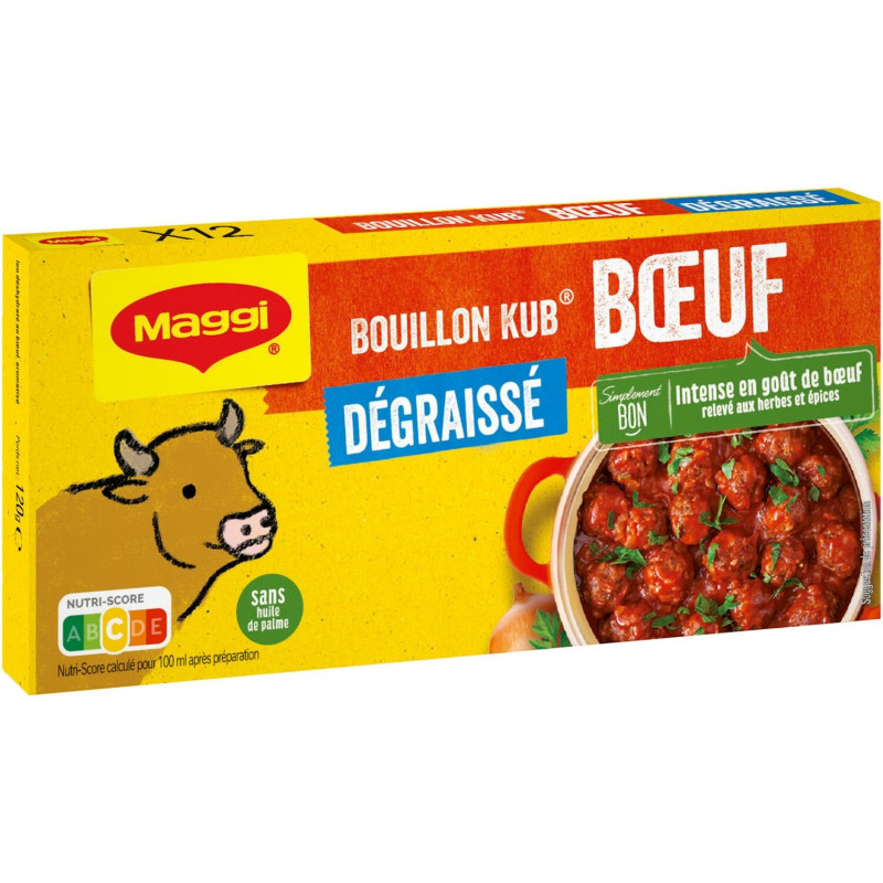 LOT DE 4 - MAGGI - Bouillon Kub Buf Dégraissé - Bouillons - boite de 12 cubes - 120 g