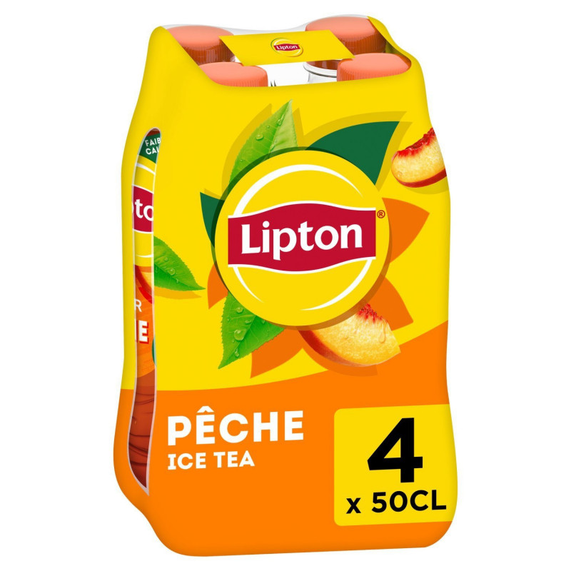 LOT DE 5 - LIPTON - Ice Tea Boisson au thé pêche - pack de 4 bouteilles de 50 cl