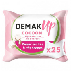 LOT DE 5 - DEMAK'UP - Douceur Cocoon Lingettes démaquillantes au lait démaquillant - paquet de 25 lingettes