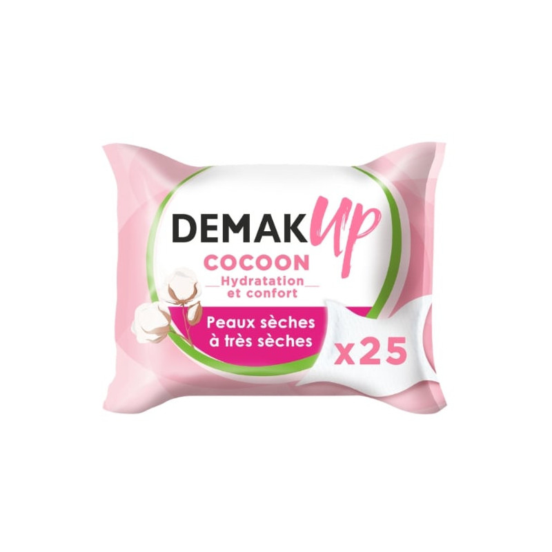 LOT DE 5 - DEMAK'UP - Douceur Cocoon Lingettes démaquillantes au lait démaquillant - paquet de 25 lingettes