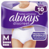 LOT DE 2 - ALWAYS - Discreet Culottes Blanches Plus Taille M Fuites Urinaires - paquet de 10 Culottes