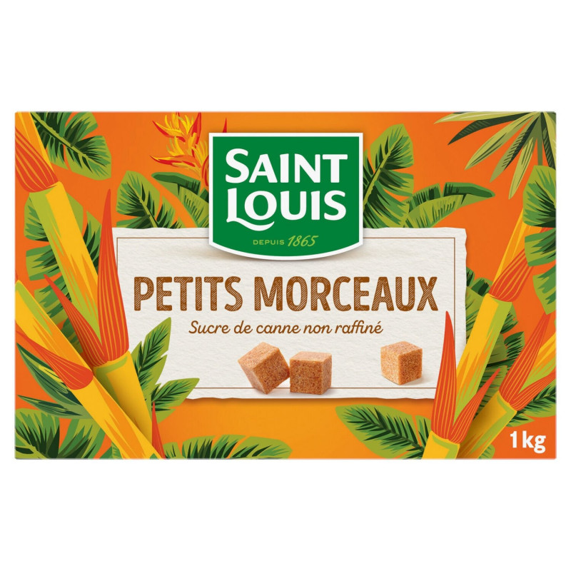 LOT DE 4 - SAINT LOUIS - Petits Morceaux Sucre de canne non raffiné - boite de 1 Kg