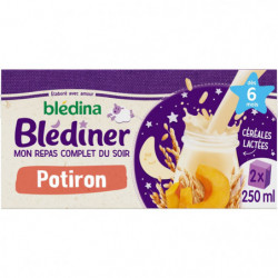 LOT DE 2 - BLEDINA - Blédîner Céréales lactées au Potiron dès 6 mois - pack de 2 x 250 ml
