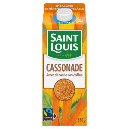 LOT DE 6 - SAINT LOUIS - Cassonade Sucre en poudre de canne non raffiné Bec verseur - brique de 650 g