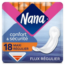 LOT DE 4 - NANA - Confort et Sécurité Maxi - Serviettes hygiéniques Normal - paquet de 18 serviettes
