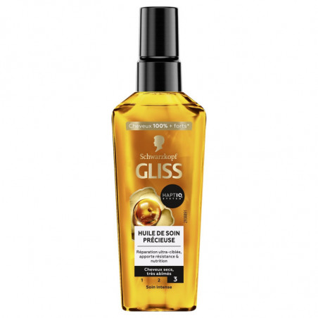 LOT DE 3 - SCHWARZKOPF - GLISS Huile de Soin Précieuse Résistance et Nutrition pour Cheveux Secs Soin Intense - pot de 75 ml