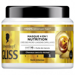 LOT DE 2 - SCHWARZKOPF - GLISS Masque 4en1 Nutrition pour Cheveux Secs et Rêches Soin cheveux Intense - pot de 400 ml