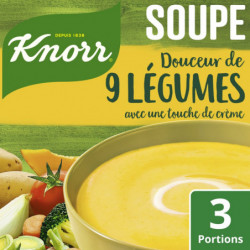 LOT DE 3 - KNORR - Douceur de 9 Légumes avec une Touche de Crème Soupe déshydratée - sachet de 84 g
