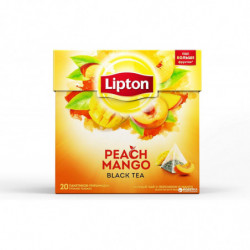 LOT DE 8 - LIPTON - Pêche Mangue Thé Noir - 20 sachets Pyramides