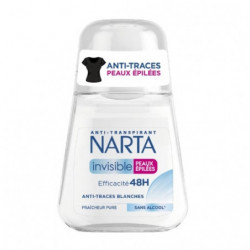 LOT DE 3 - NARTA - Invisible Déodorant Anti-Traces Peaux Epilées 48h - roll on de 50 ml